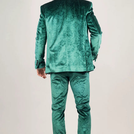 AK-25 - Men's Green 3 Piece Velvet Wedding Tuxedo Suit
