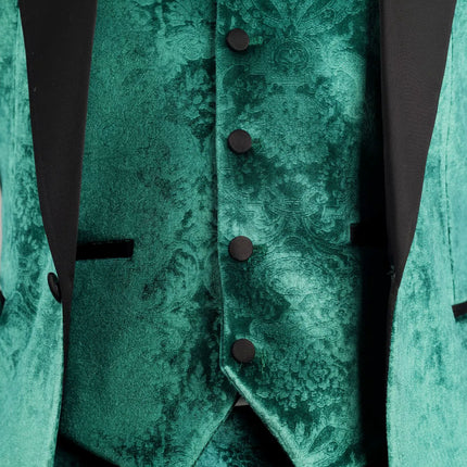 AK-25 - Men's Green 3 Piece Velvet Wedding Tuxedo Suit