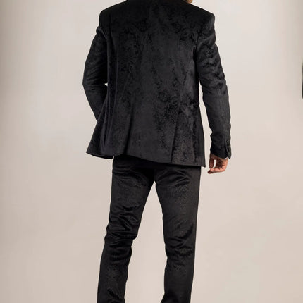 AK-26 - Men's Black 3 Piece Velvet Wedding Tuxedo Suit