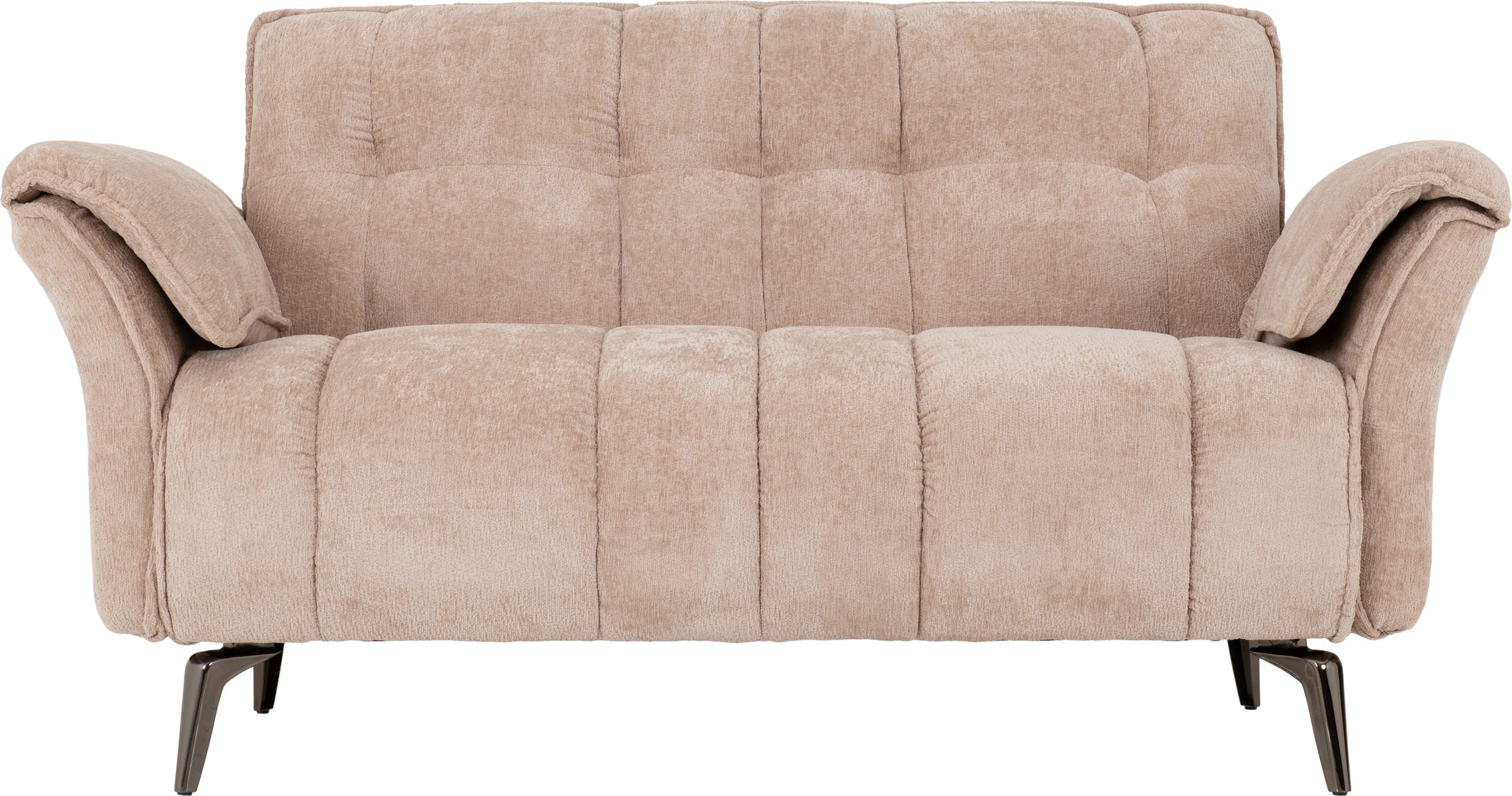 Amalfi 2 Seater Sofa in Champagne Fabric with Metal Legs 2 Man Delivery