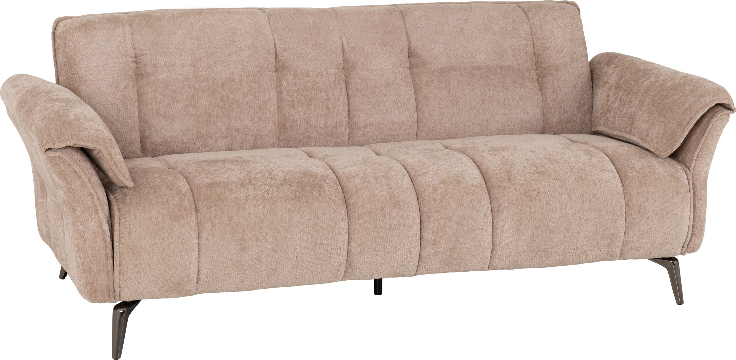 Amalfi 3 Seater Sofa in Champagne Fabric with Metal Legs 2 Man Delivery