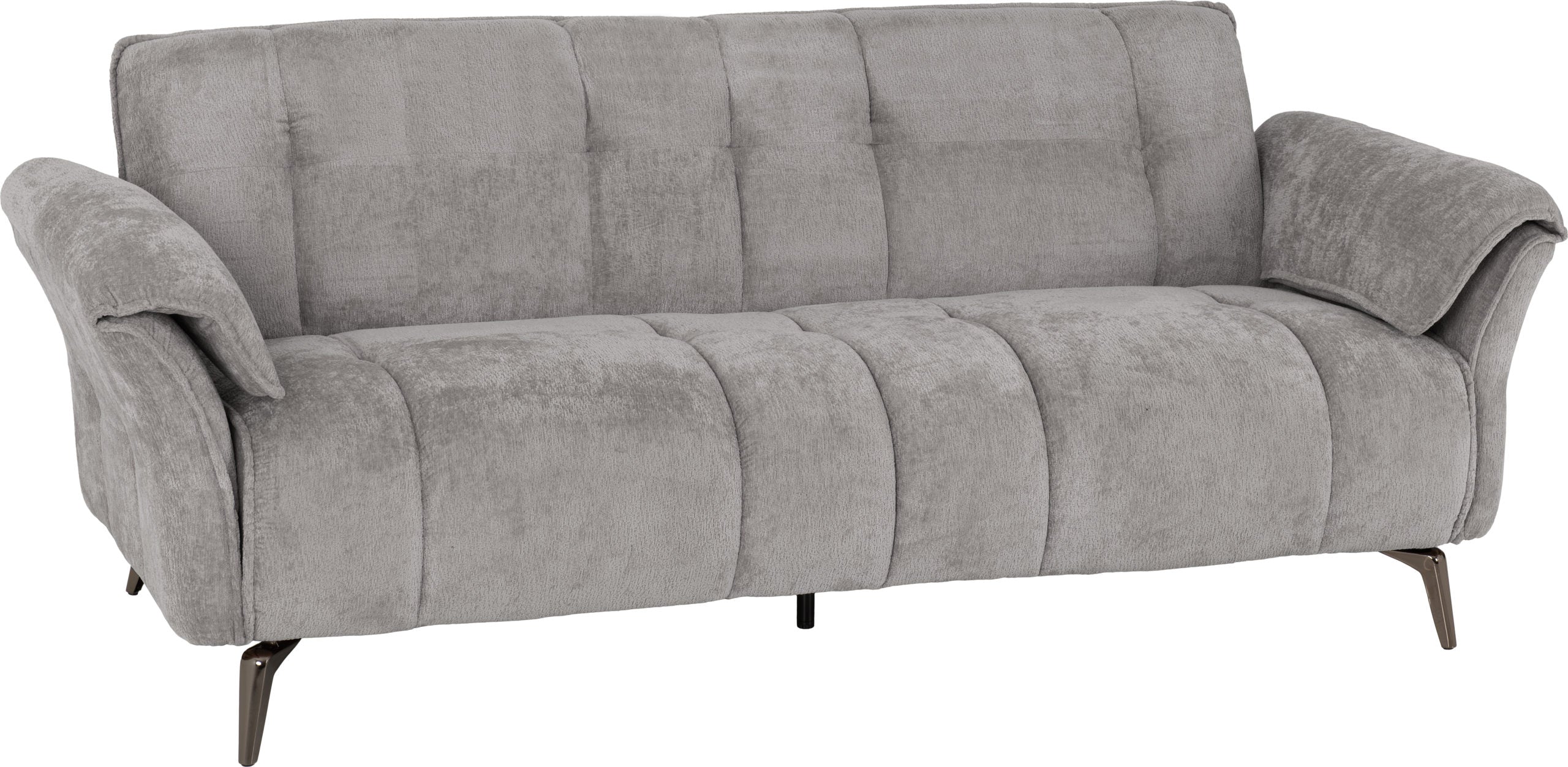 Amalfi 3 Seater Sofa in Grey Fabric with Metal Legs 2 Man Delivery