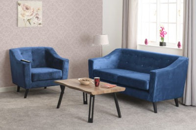 Ashley 1 Seater Sofa Blue Velvet