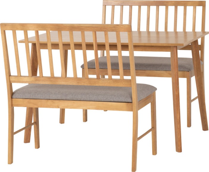 AUSTIN 1+2 DINING BENCH SET - OAK EFFECT/GREY FABRIC