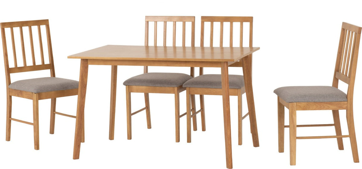 AUSTIN 1+4 DINING SET - OAK EFFECT/GREY FABRIC