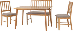 AUSTIN DINING BENCH SET (X2 CHAIRS) - OAK EFFECT/GREY FABRIC