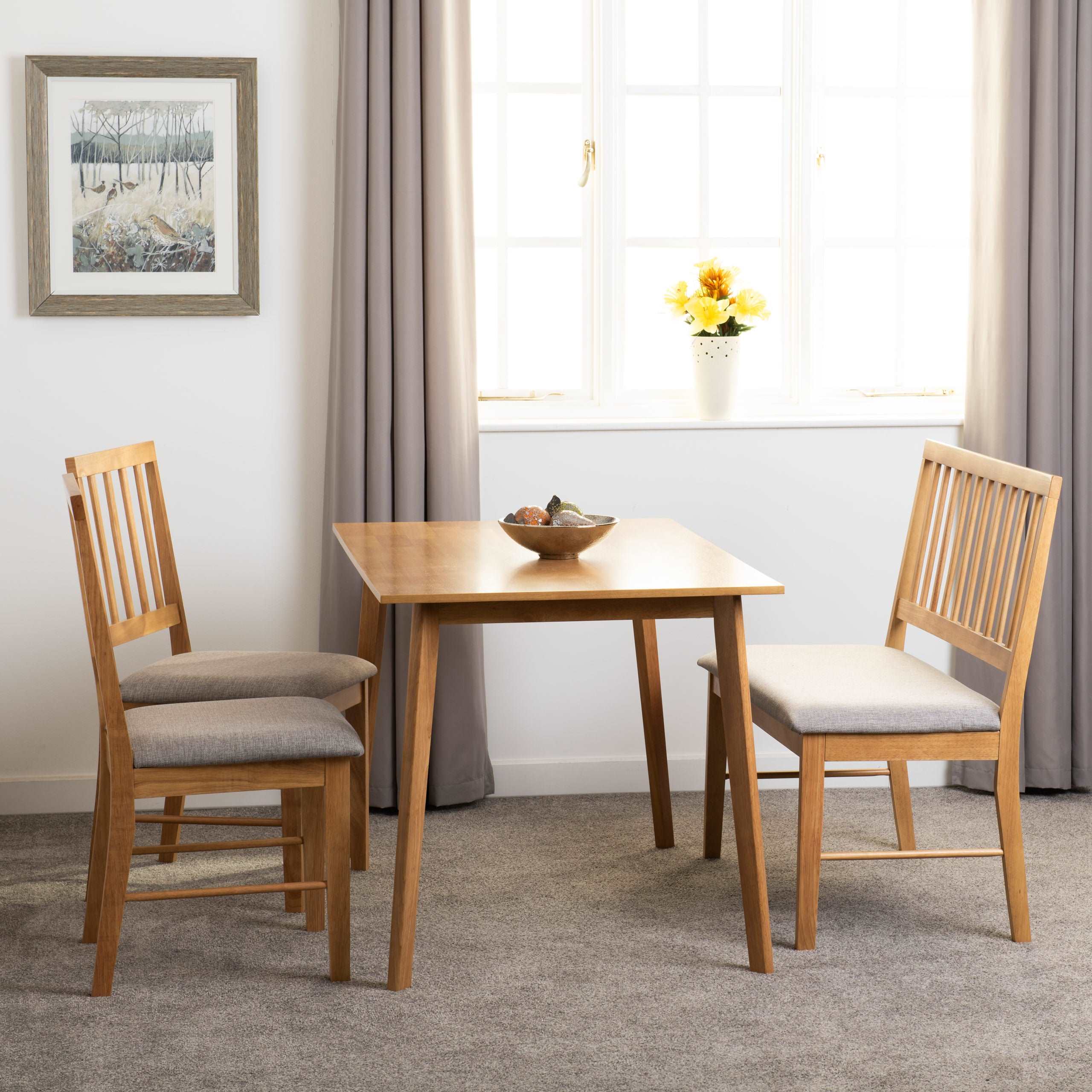 AUSTIN DINING BENCH SET (X2 CHAIRS) - OAK EFFECT/GREY FABRIC