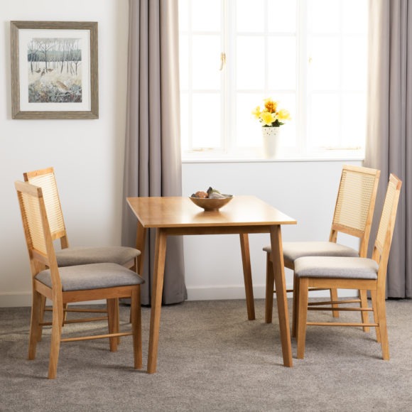 Austin & Ellis 1+4 Dining Set in Oak Effect/Grey Fabric