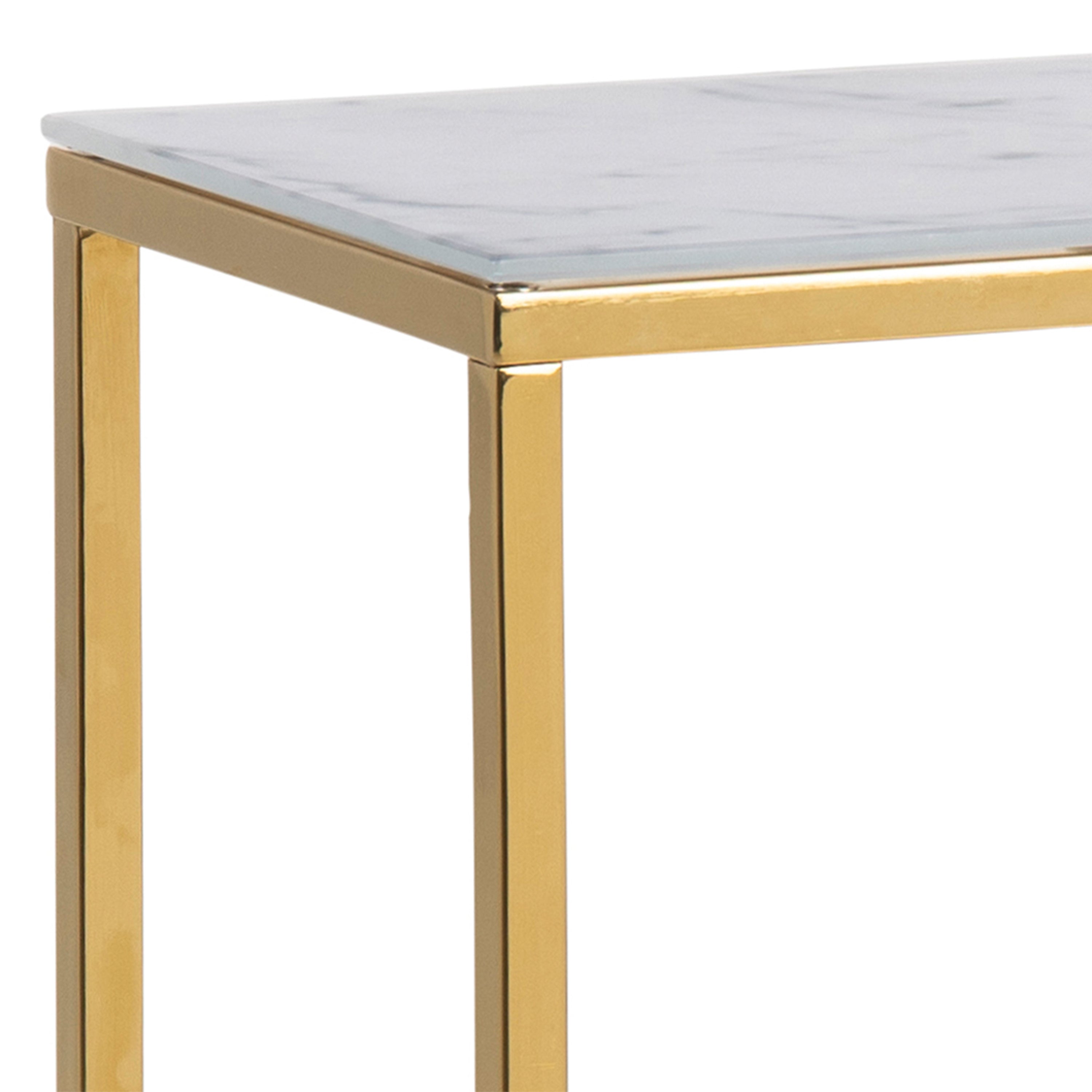 Alisma Console Table With Marble Effect Top & Gold Legs
