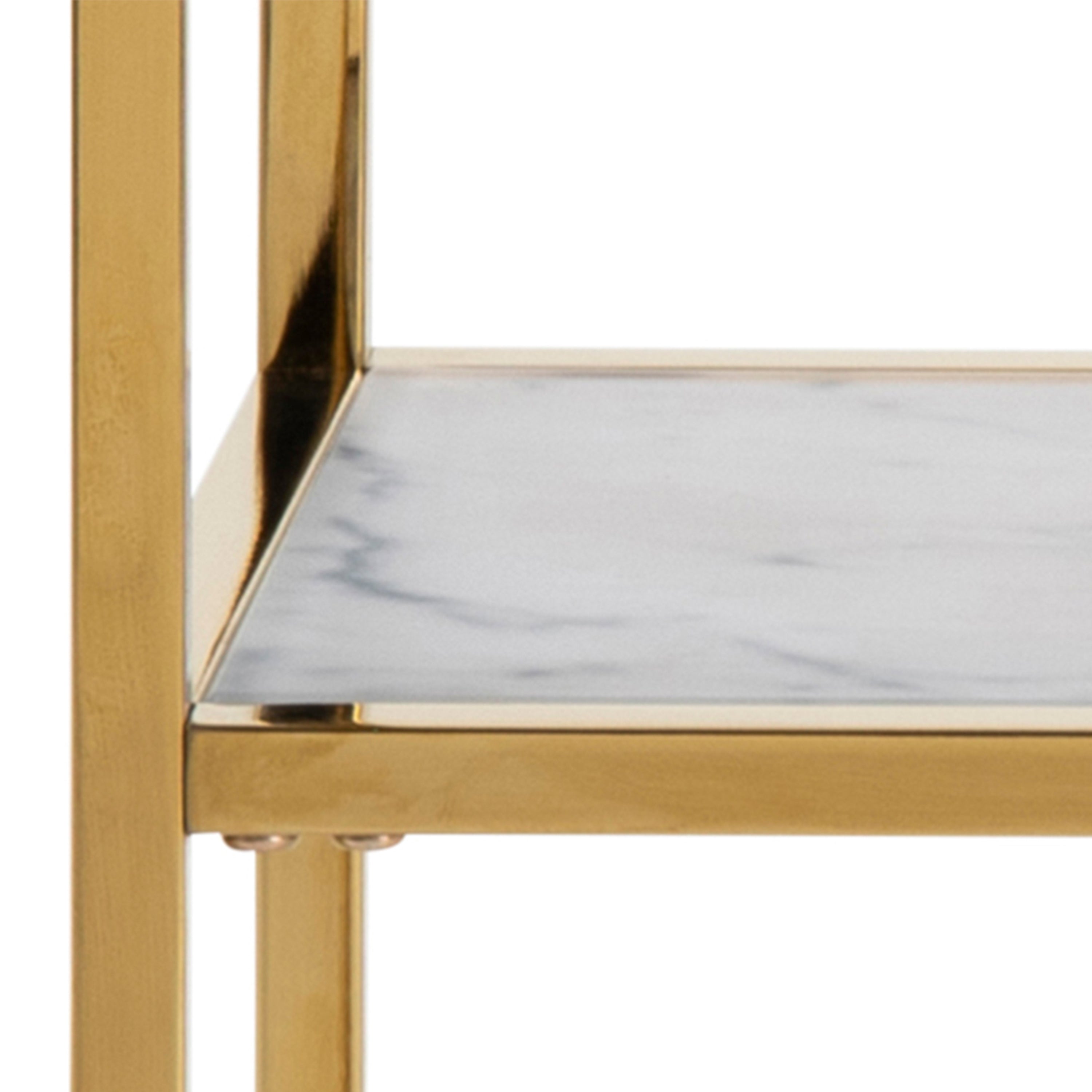 Alisma Console Table With Marble Effect Top & Gold Legs