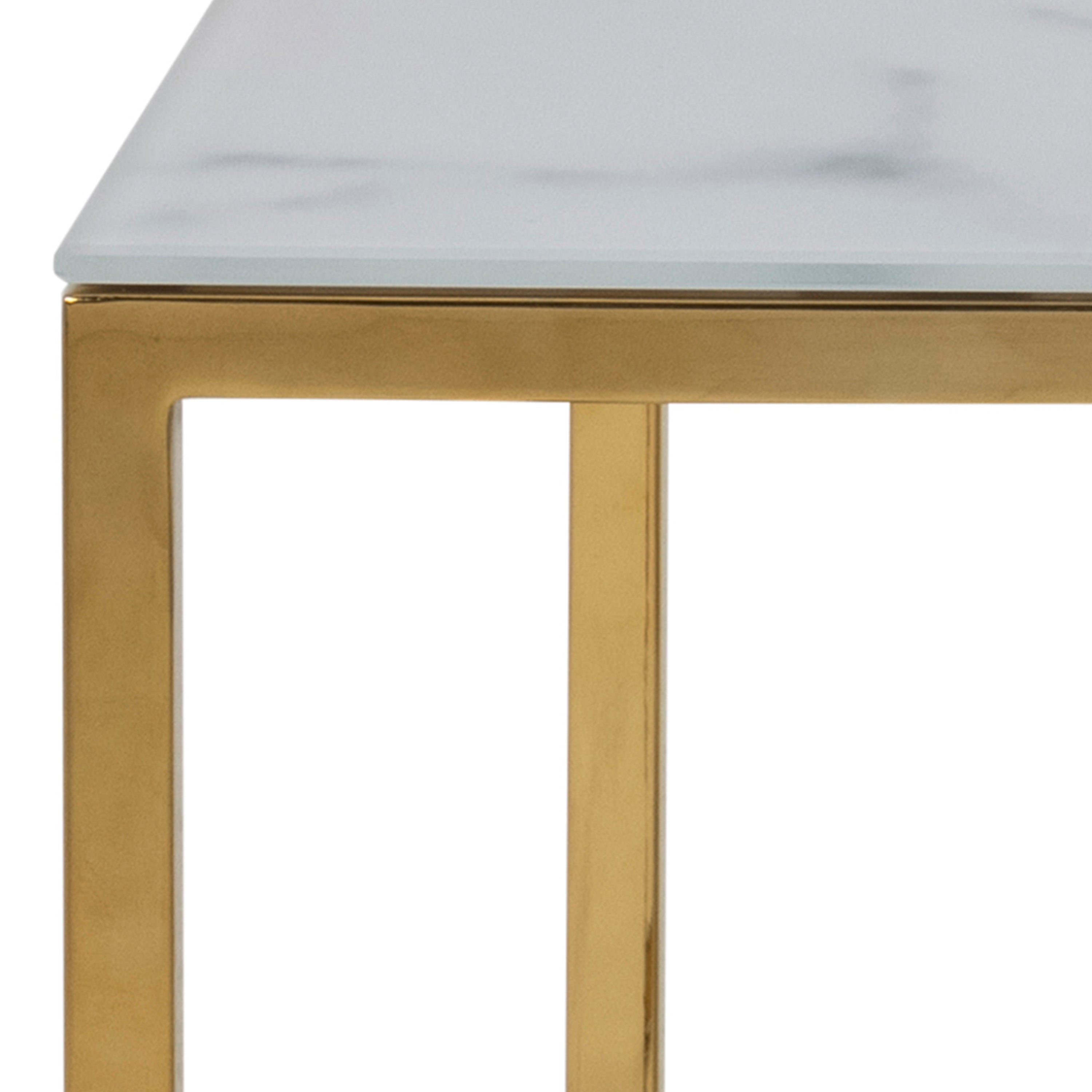 Alisma Open Shelf Coffee Table with White Marble Effect & Gold Legs