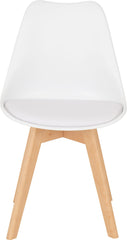 Bendal Dining Set 4 Chairs in White and Beech with White PU Leather