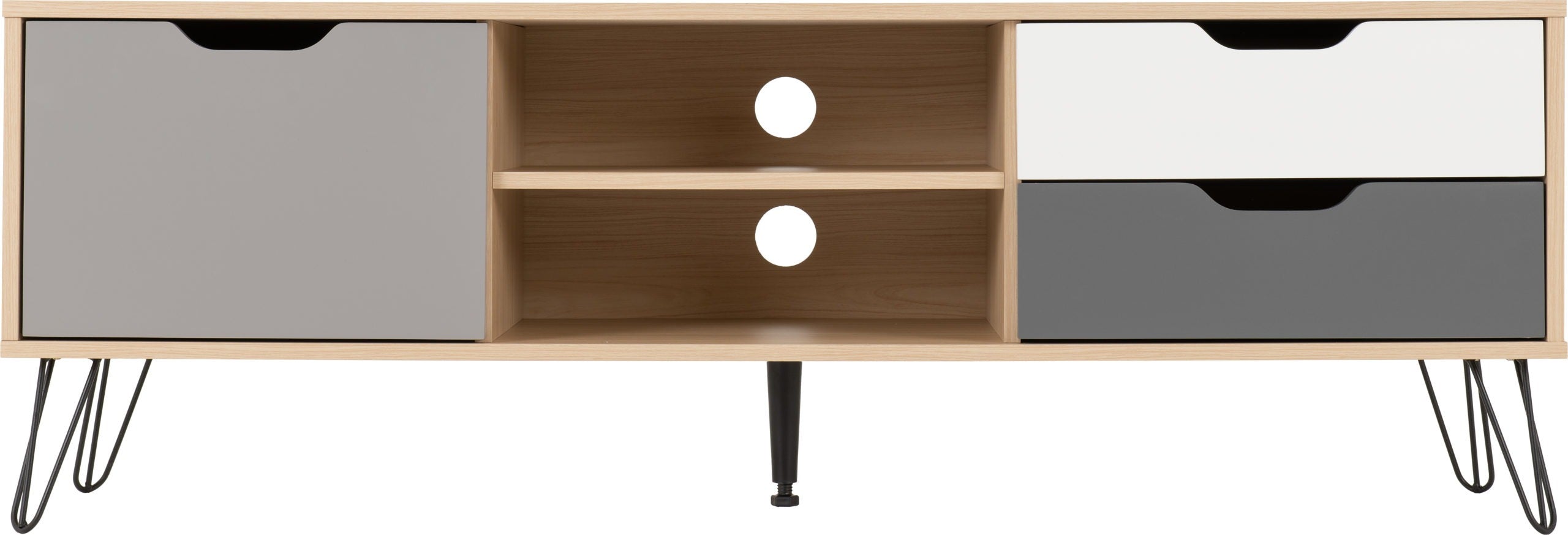 Bergen 1 Door 2 Drawer TV Unit Oak Effect/White/Grey