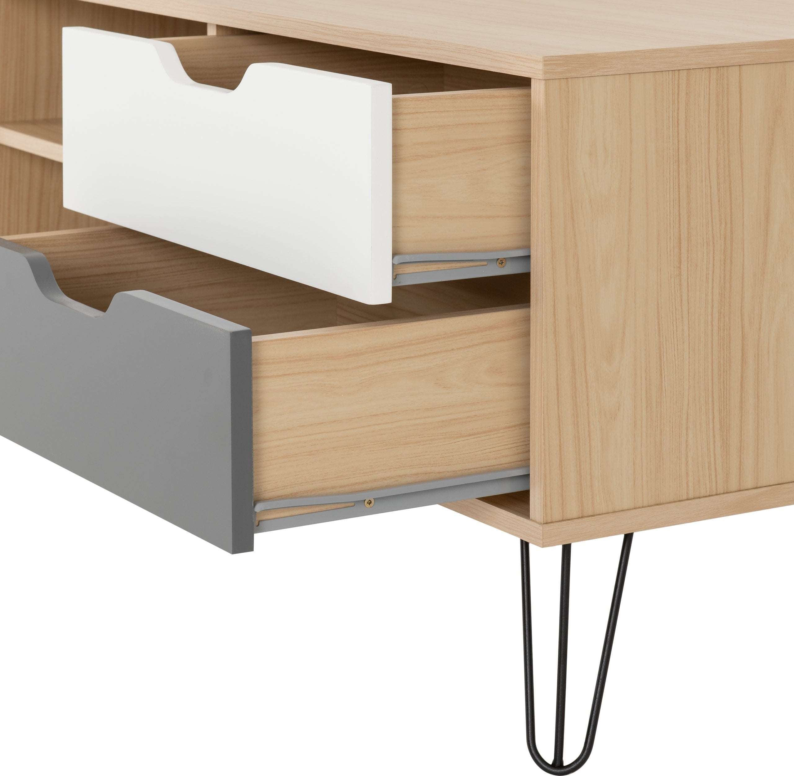 Bergen 1 Door 2 Drawer TV Unit Oak Effect/White/Grey