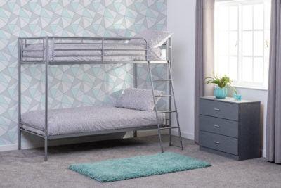 Brandon 3' Bunk Bed in SILVER Mattresses included