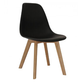 Belgium Plastic (PP) Chairs with Solid Beech Legs - Black