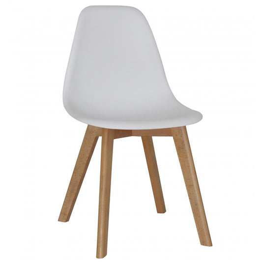 Belgium Plastic (PP) Chairs with Solid Beech Legs - White