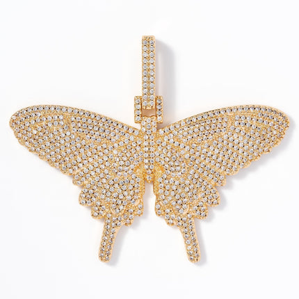 Iced Butterfly Pendant - Gold