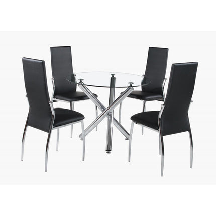 Calder Dining Table Chrome & Clear Glass Chairs aren't included they are extra costs added