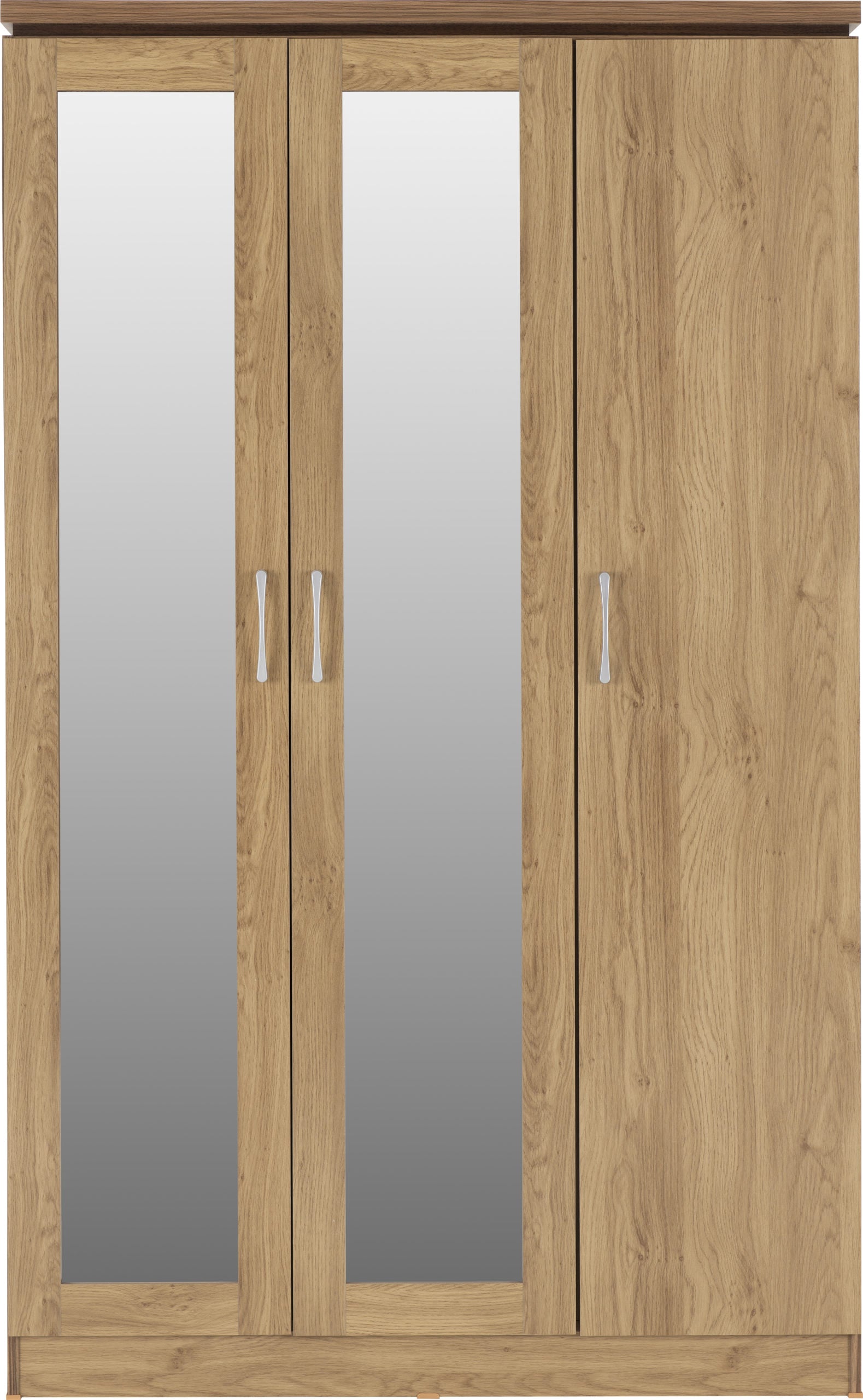 Charles 3 Door All Hanging Wardrobe in Oak Effect Veneer with Walnut Trim