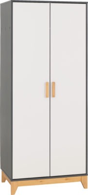 Cleveland 2 Door Wardrobe White/Grey Metal Effect