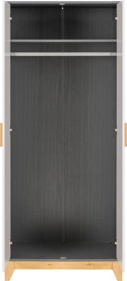 Cleveland 2 Door Wardrobe White/Grey Metal Effect