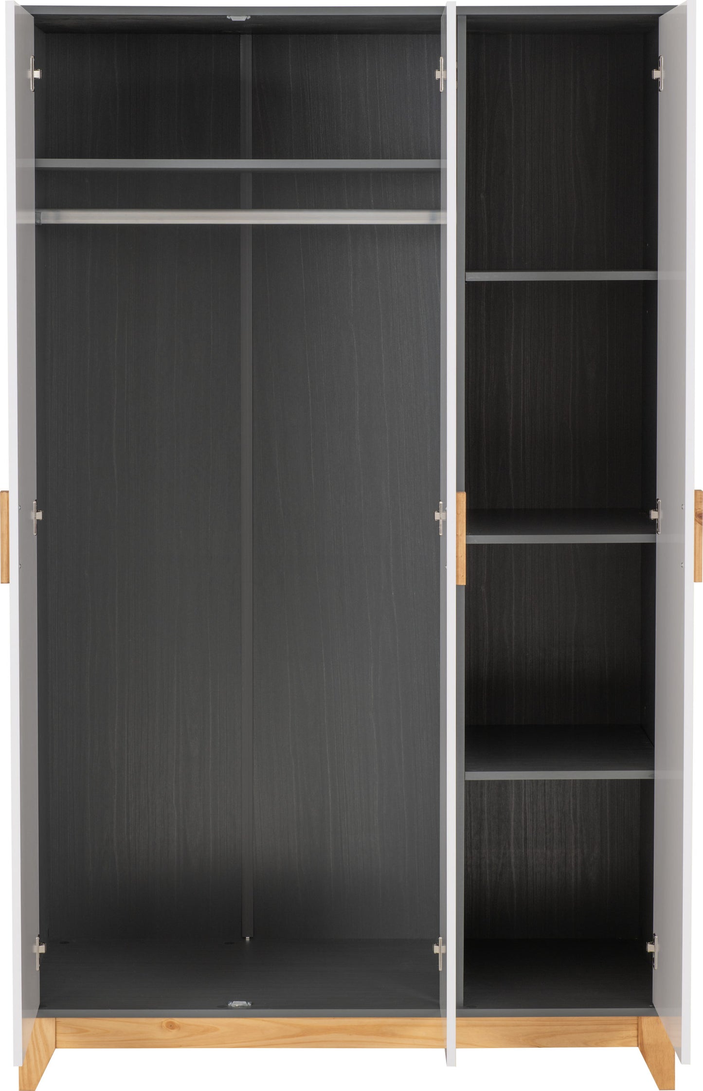 Cleveland 3 Door Wardrobe White/Grey Metal Effect