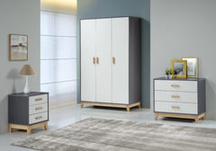 CLEVELAND 3 DRAWER CHEST  - WHITE/GREY METAL EFFECT