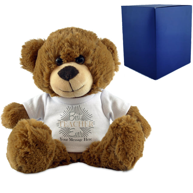 Dark Brown Teddy Bear with Best Teacher Ever Design T-Shirt