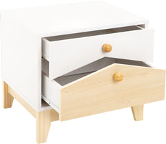Cody 2 Drawer Bedside in White and Pine Effect Finish