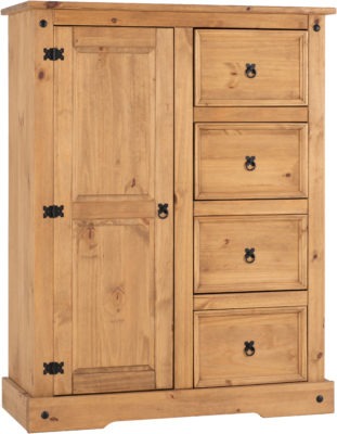 Corona 1 Door 4 Drawer Low Wardrobe