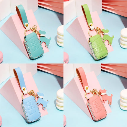 Hallmo Car Female Style Cowhide Leather Key Protective Cover for Volkswagen, A Type(Pink)