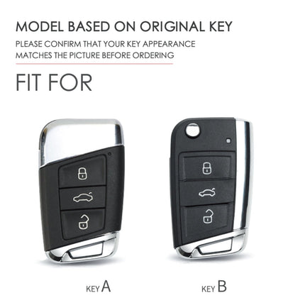 Hallmo Car Female Style Cowhide Leather Key Protective Cover for Volkswagen, A Type(Pink)