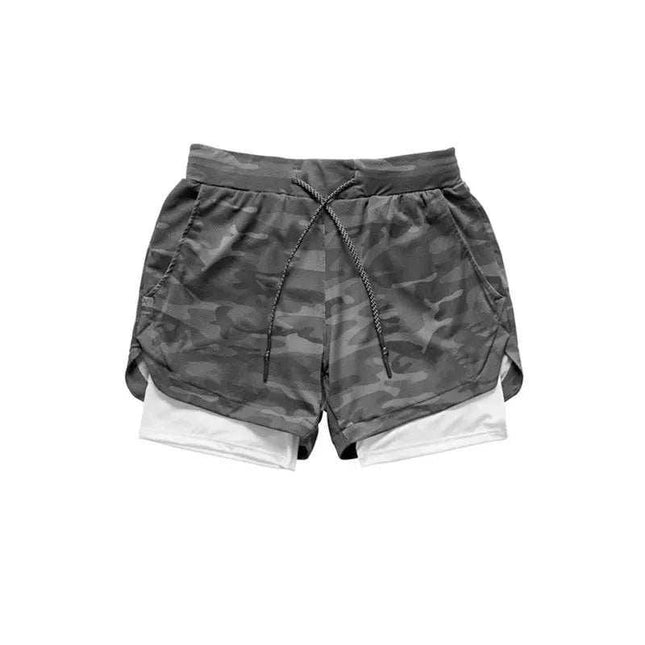 Camo Jogging Workout Shorts for Men - 2-in-1 Design, Quick Dry, Comfortable Fit