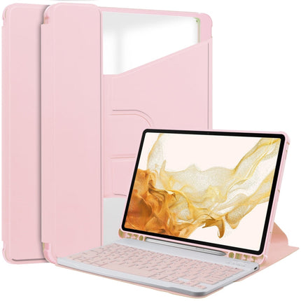 360 Rotation Transparent Smart Leather Case with Keyboard, For Samsung Galaxy Tab S9, For Samsung Galaxy Tab S9+