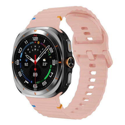 For Samsung Galaxy Watch8 Classic 46mm / Watch8 44mm / 40mm xDfind Wavy Grain Stitched Silicone Watch Band, L