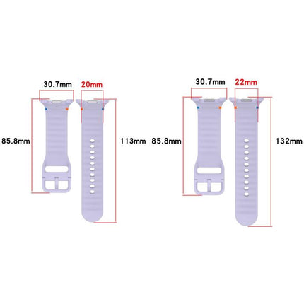 For Samsung Galaxy Watch8 Classic 46mm / Watch8 44mm / 40mm xDfind Wavy Grain Stitched Silicone Watch Band, L