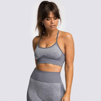 2 Piece Set Seamless Gym Wear Leggings for Women with Breathable Yoga Bra - High Quality Activewear