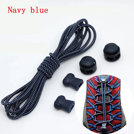 1 Pair 22 Colors Elastic Shoelaces Round Locking No Tie Shoe Laces Kids Adult Quick Lazy Laces Rubber Sneakers Shoelace T1