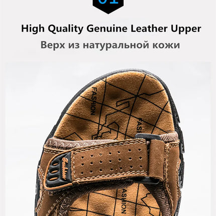 Brand Classic Mens Sandals Summer Genuine Leather Sandals Men Outdoor Casual Lightweight Sandal Fashion Men Sneakers Size 38-46