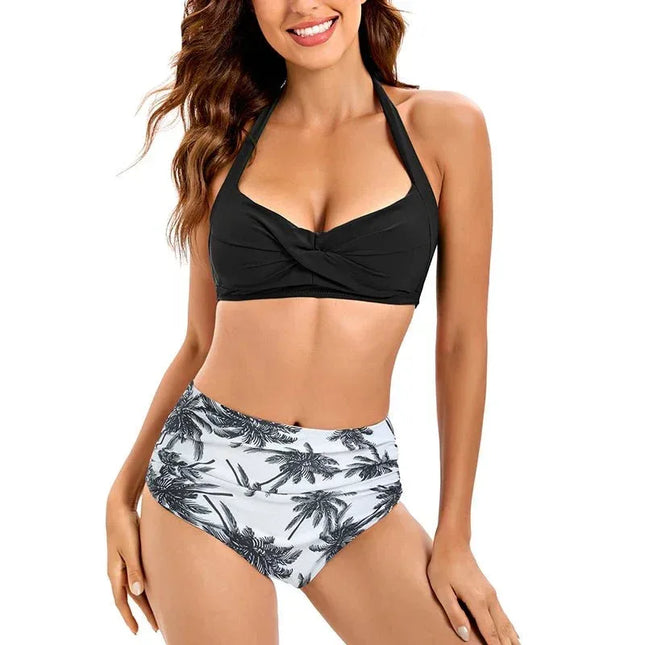 Bikini Set Ruched Swimwear Women Print Swimsuit Push Up High Waist Bikinis Plus Size Bathing Suit