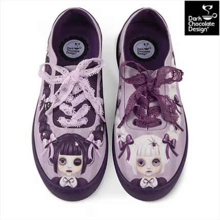 Chocolaticas® Nocturna Sisters – Gothic Dollface Lace-Up Sneakers