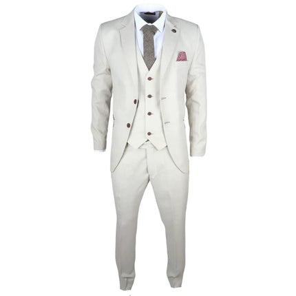 IM05 - Men's 3 Piece Cream Classic Wedding Suit