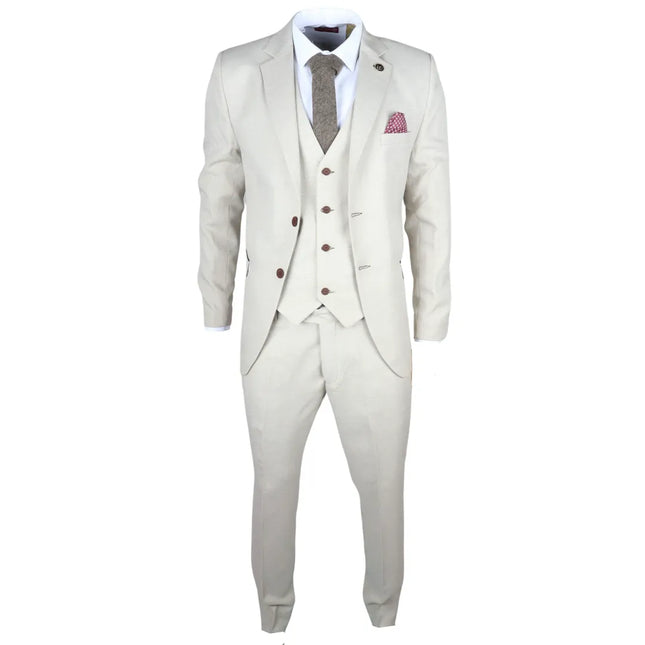 IM05 - Men's 3 Piece Cream Classic Wedding Suit