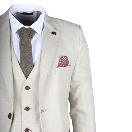 IM05 - Men's 3 Piece Cream Classic Wedding Suit