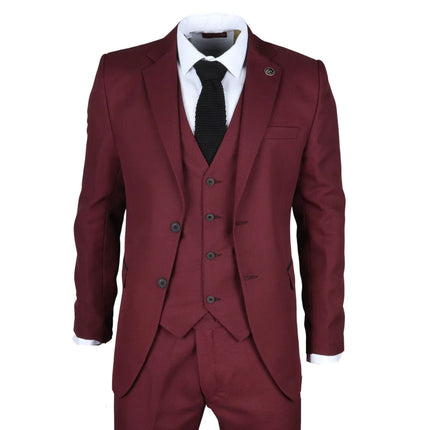 IM09 - Men's 3 Piece Burgundy Classic Suit