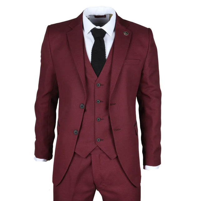 IM09 - Men's 3 Piece Burgundy Classic Suit