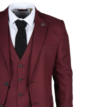 IM09 - Men's 3 Piece Burgundy Classic Suit