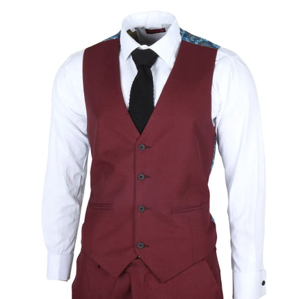 IM09 - Men's 3 Piece Burgundy Classic Suit