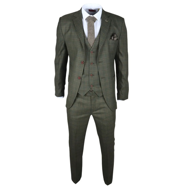 IM12 - Men's 3 Piece Green Check Suit